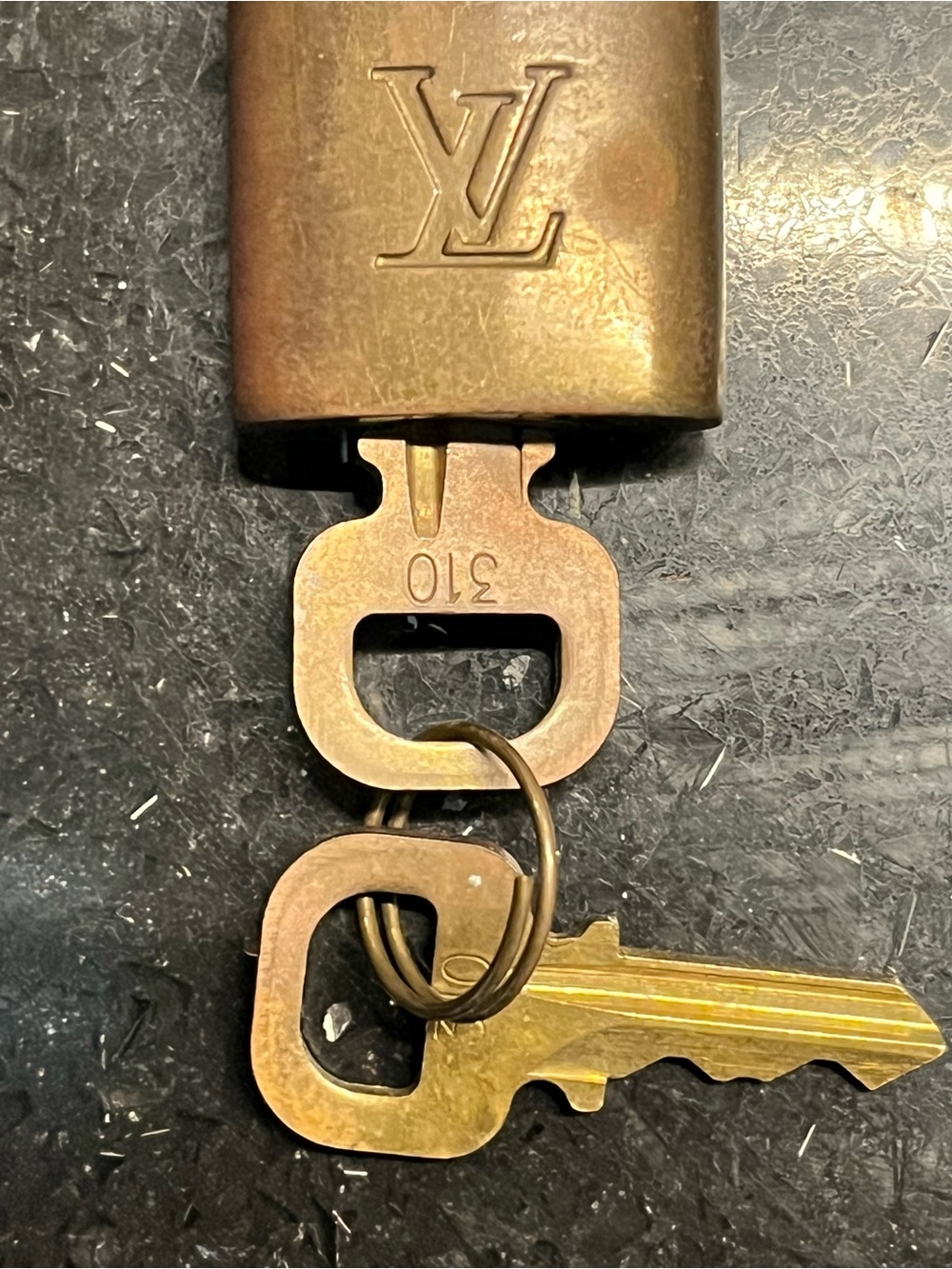 Authentic Louis Vuitton Lock & Key Set #301 — Gold-Tone Brass — Vintage